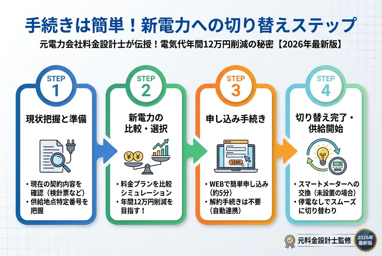 新電力 手続きは簡単!新電力への切り替えステップ