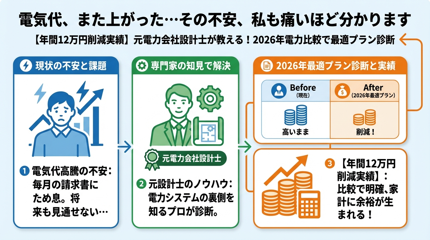 電力比較 電気代、また上がった…その不安、私も痛いほど分かります