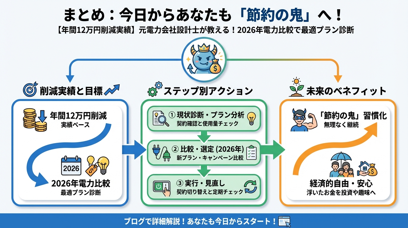 電力比較 まとめ:今日からあなたも「節約の鬼」へ!