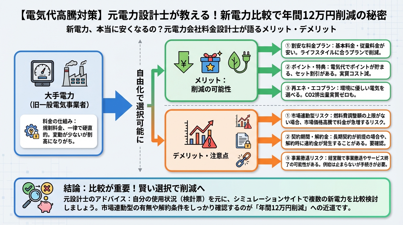 新電力 新電力、本当に安くなるの?元電力会社料金設計士が語るメリット・デメリット