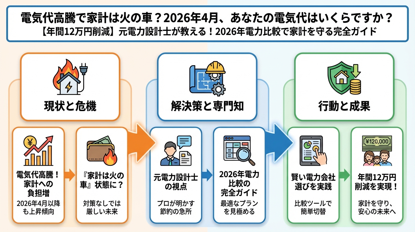 電力比較 電気代高騰で家計は火の車?2026年4月、あなたの電気代はいくらですか?