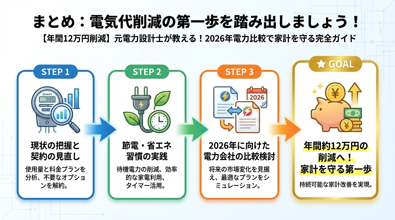電力比較 まとめ:電気代削減の第一歩を踏み出しましょう!