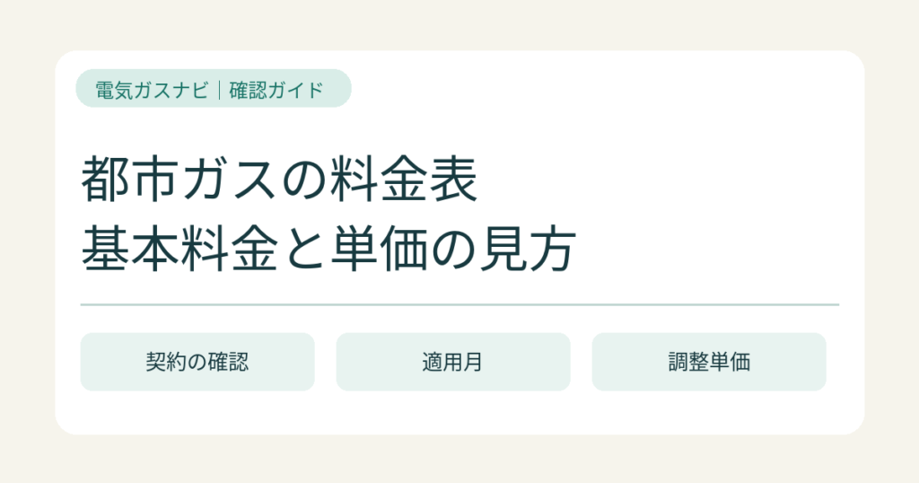 都市ガスの料金表はどう読む？使用量・基本料金・調整単価の確認