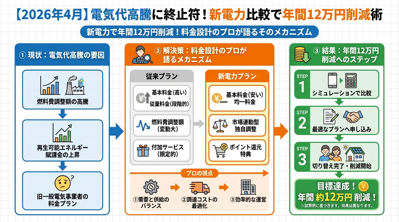 新電力 新電力で年間12万円削減!料金設計のプロが語るそのメカニズム
