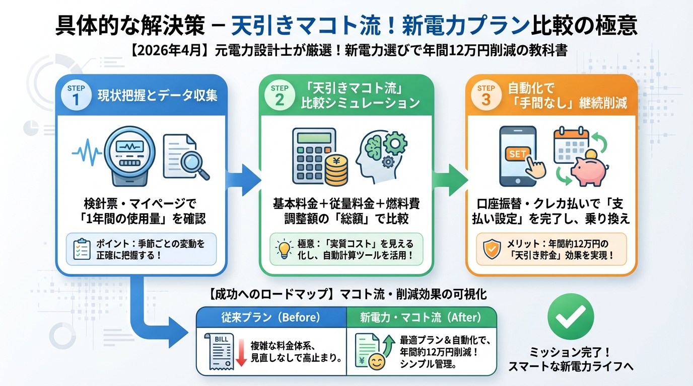 新電力 具体的な解決策 – 灯沢ひかり流!新電力プラン比較の極意