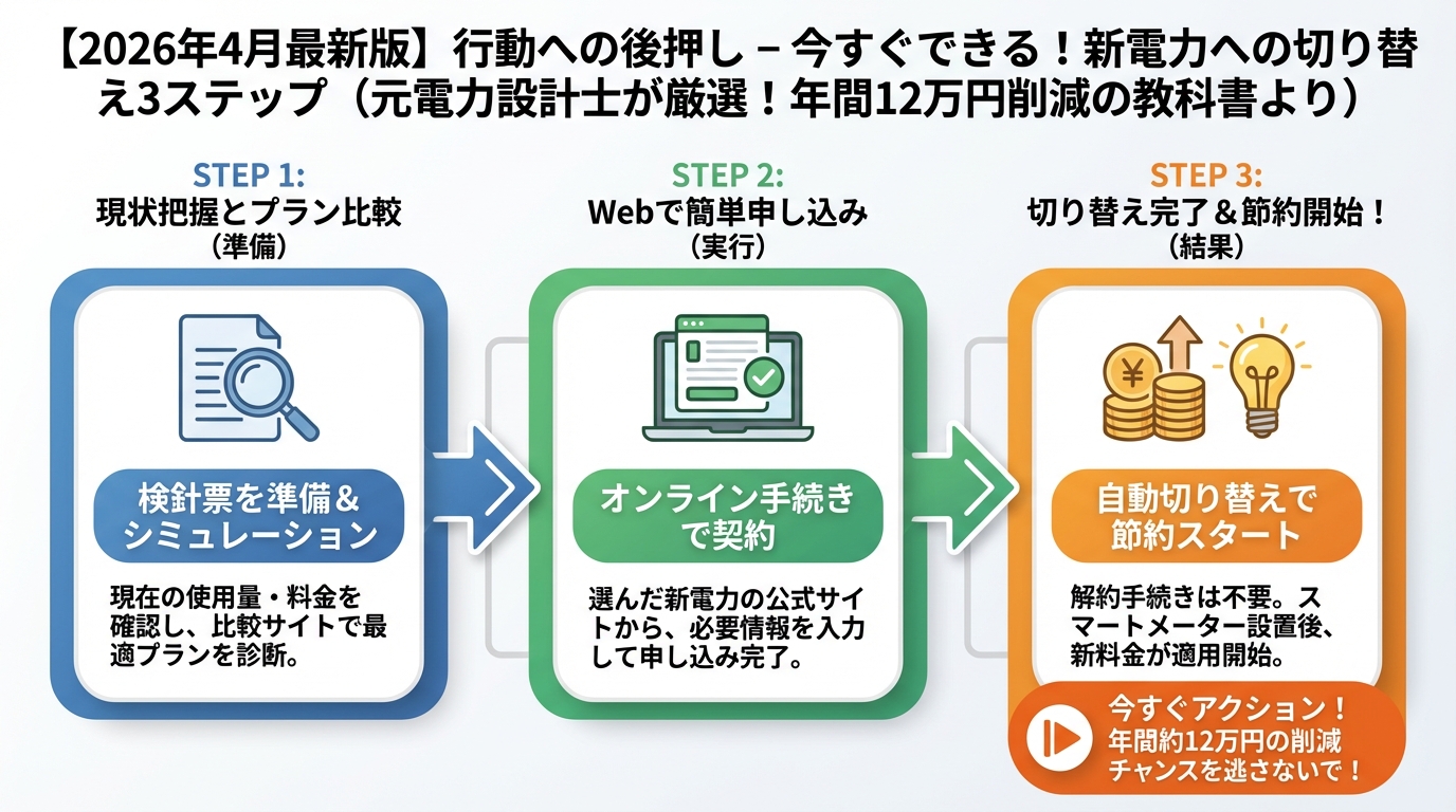 新電力 行動への後押し – 今すぐできる!新電力への切り替えステップ