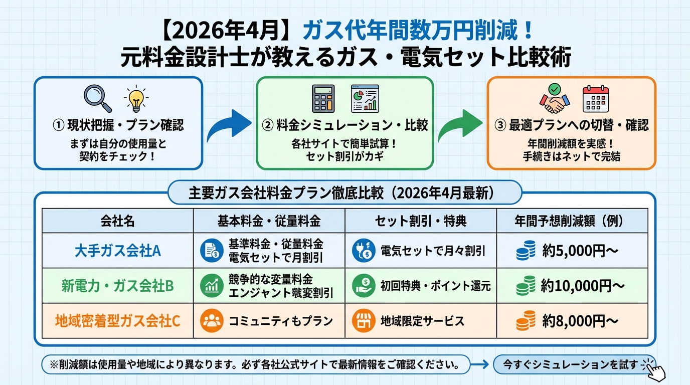 ガス比較 2026年4月最新！主要ガス会社の料金プラン徹底比較