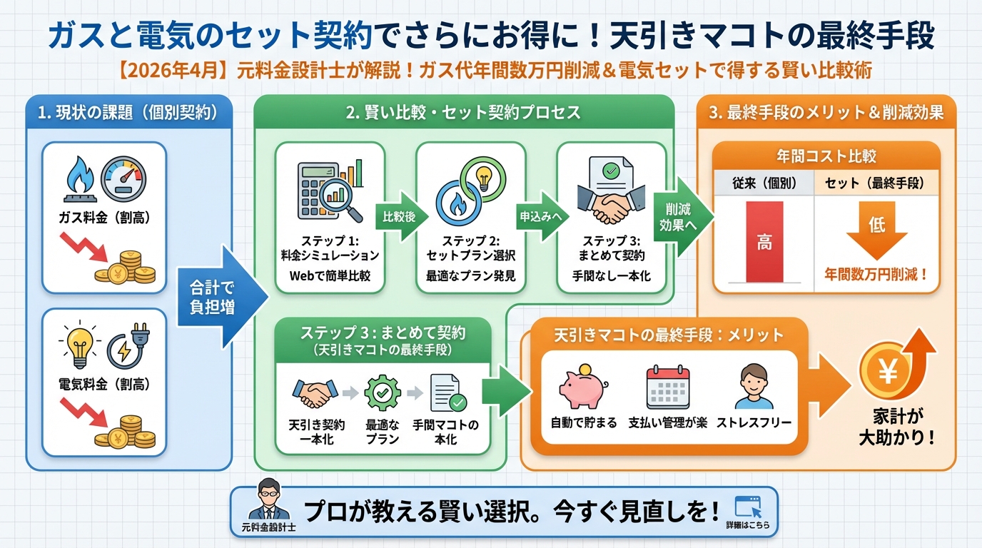 ガス比較 ガスと電気のセット契約でさらにお得に!灯沢ひかりの最終手段