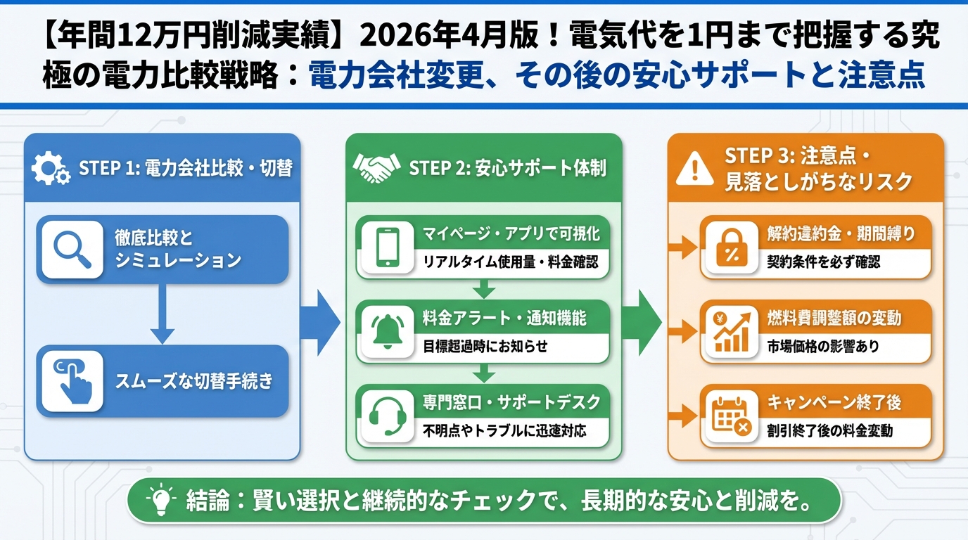 電力比較 電力会社変更、その後の安心サポートと注意点
