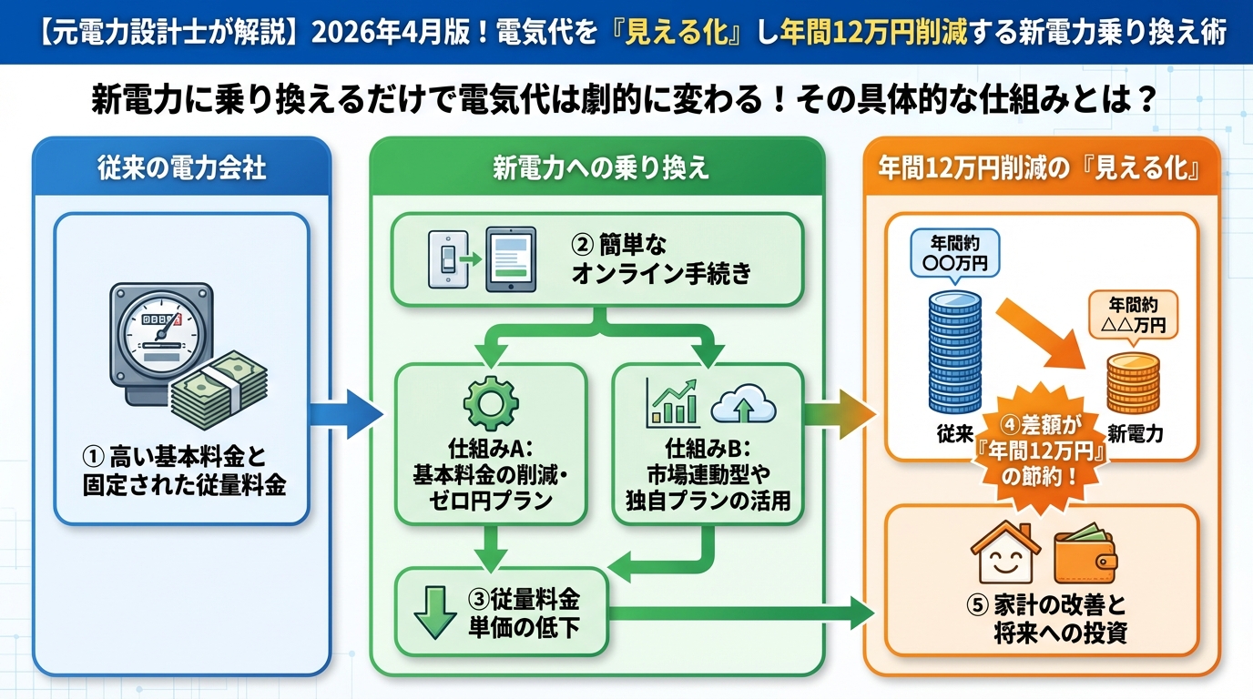 新電力 新電力に乗り換えるだけで電気代は劇的に変わる!その具体的な仕組みとは?