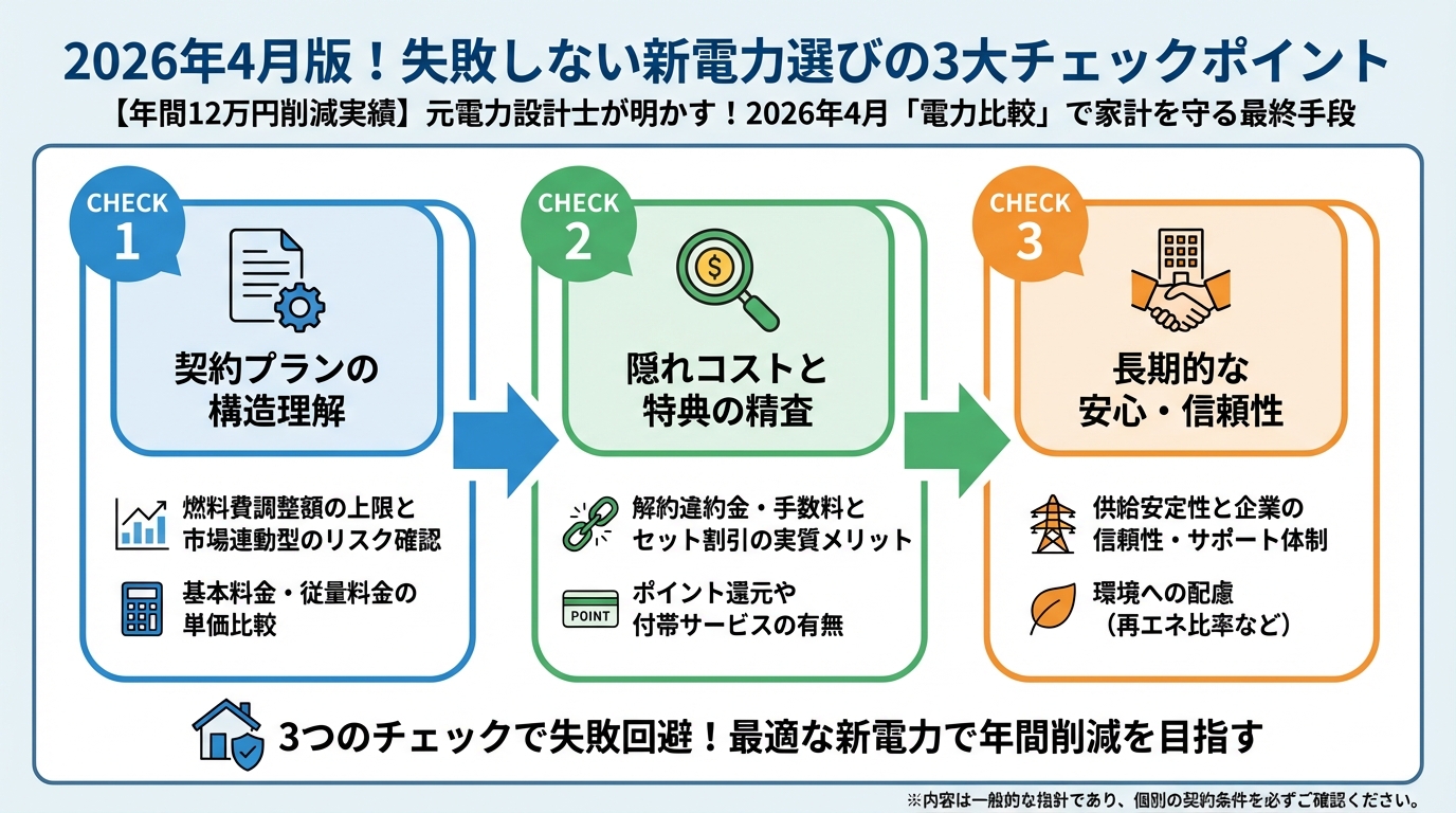 新電力 2026年4月版！失敗しない新電力選びの3大チェックポイント
