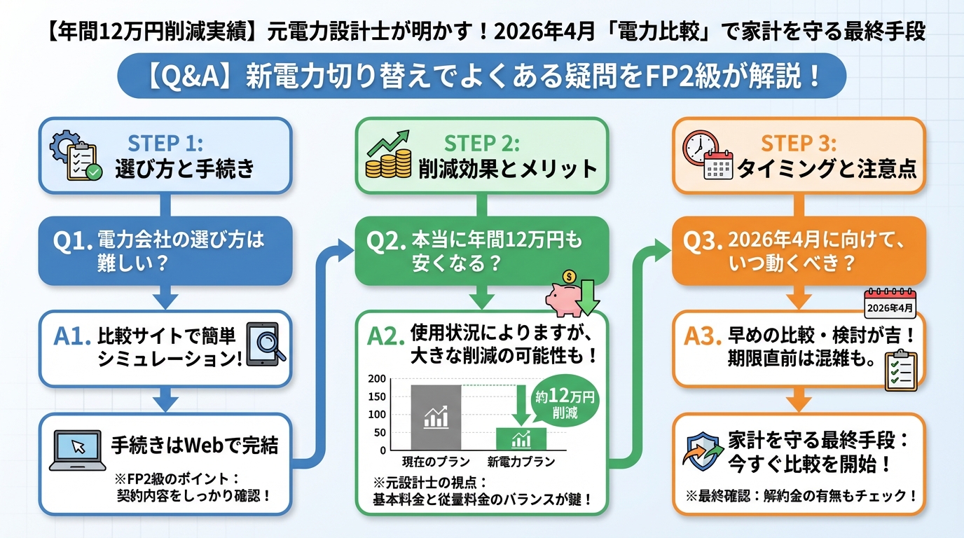 新電力 【Q&A】新電力切り替えでよくある疑問をFP2級が解説！
