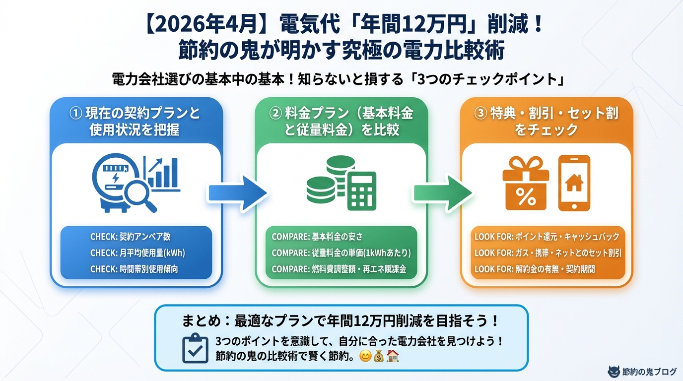 節約 電力会社選びの基本中の基本!知らないと損する「3つのチェックポイント」