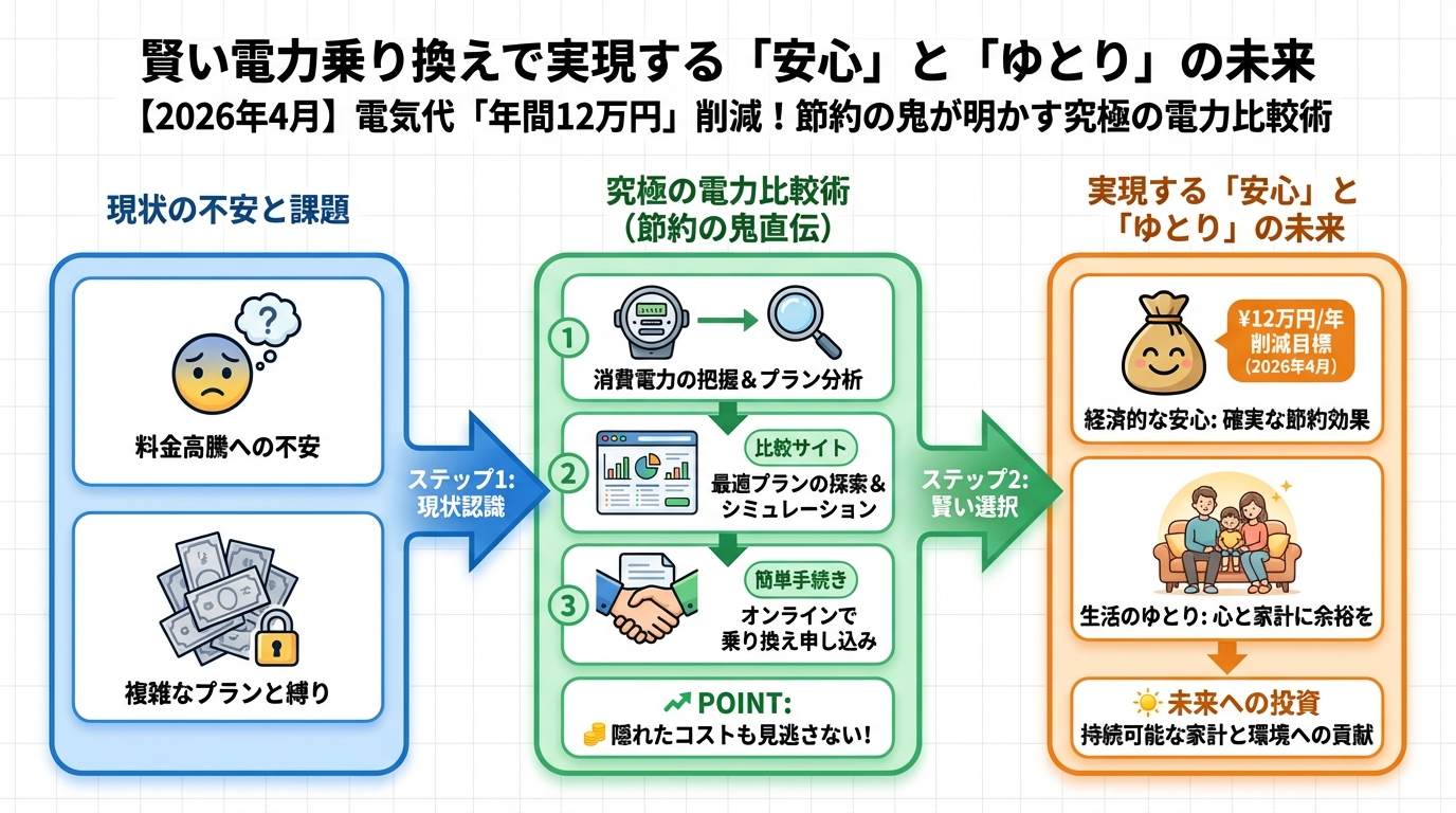 節約 賢い電力乗り換えで実現する「安心」と「ゆとり」の未来