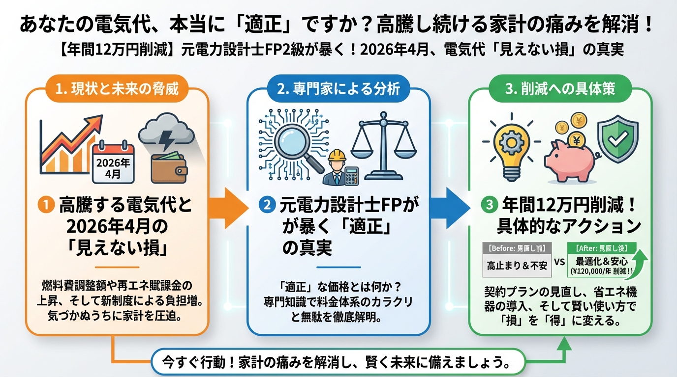 節約 あなたの電気代、本当に「適正」ですか?高騰し続ける家計の痛みを解消!