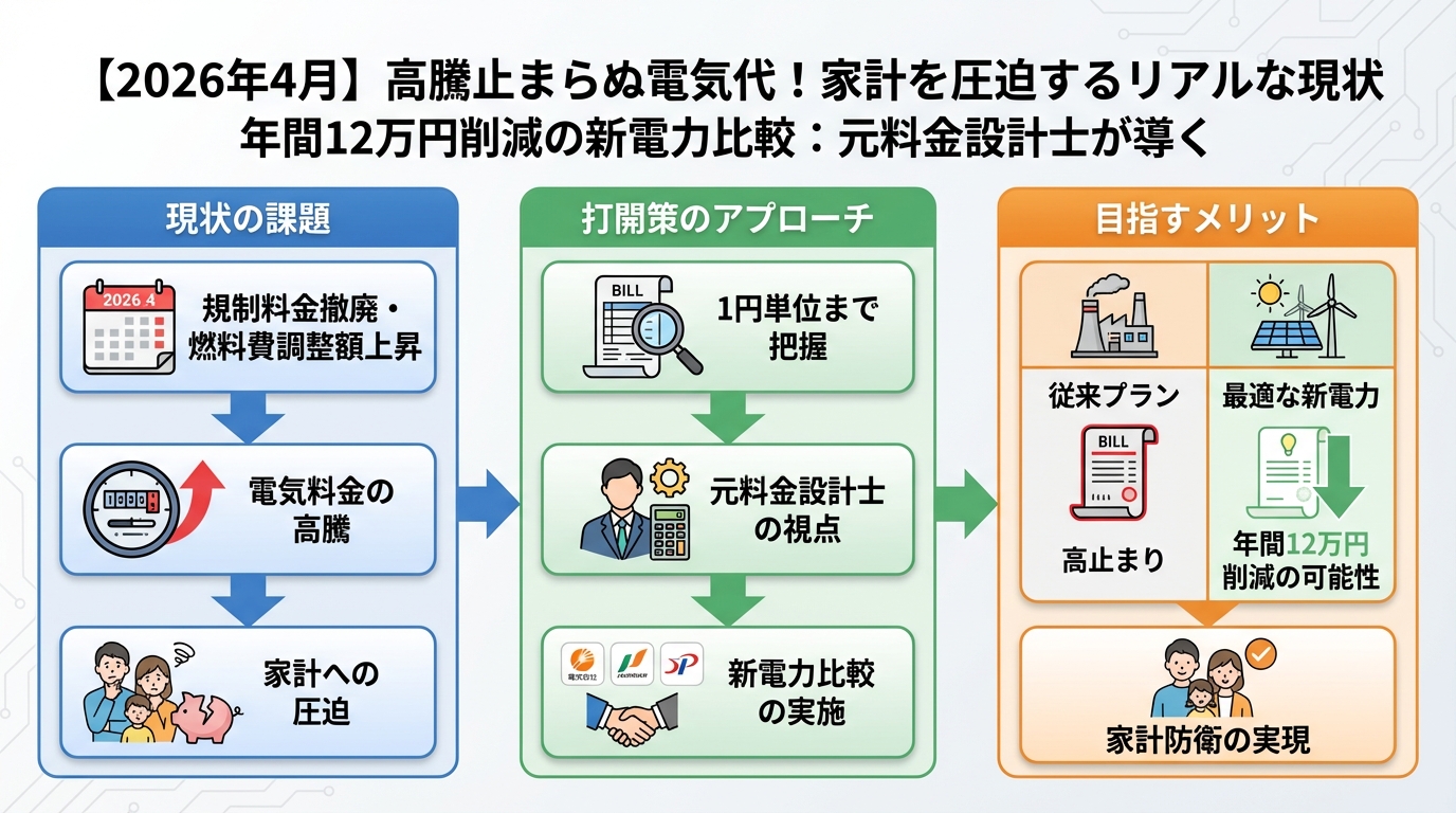電力比較 高騰止まらぬ電気代！2026年4月、家計を圧迫するリアルな現状