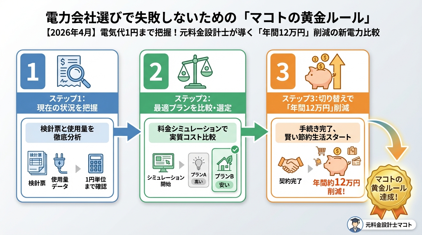 電力比較 電力会社選びで失敗しないための「灯沢ひかりの黄金ルール」
