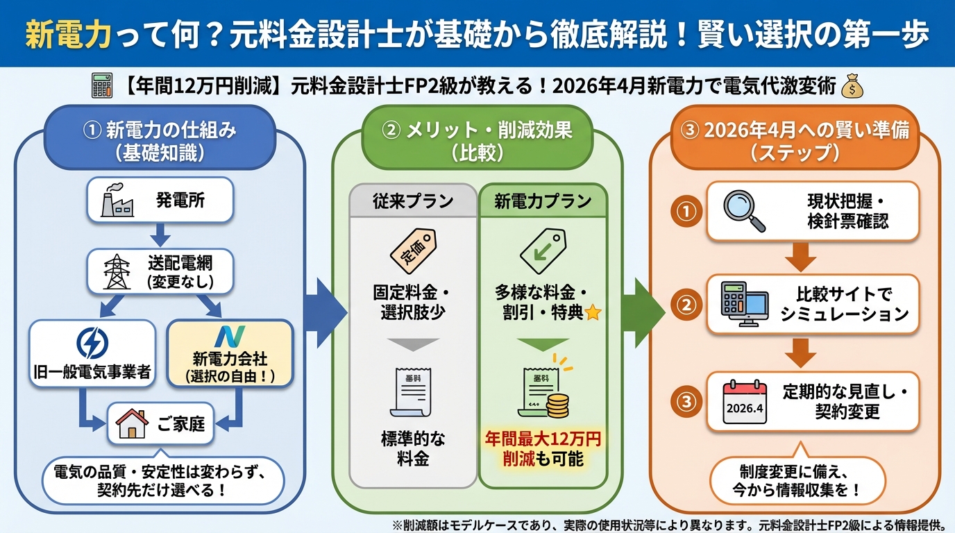 新電力 新電力って何？元料金設計士が基礎から徹底解説！賢い選択の第一歩