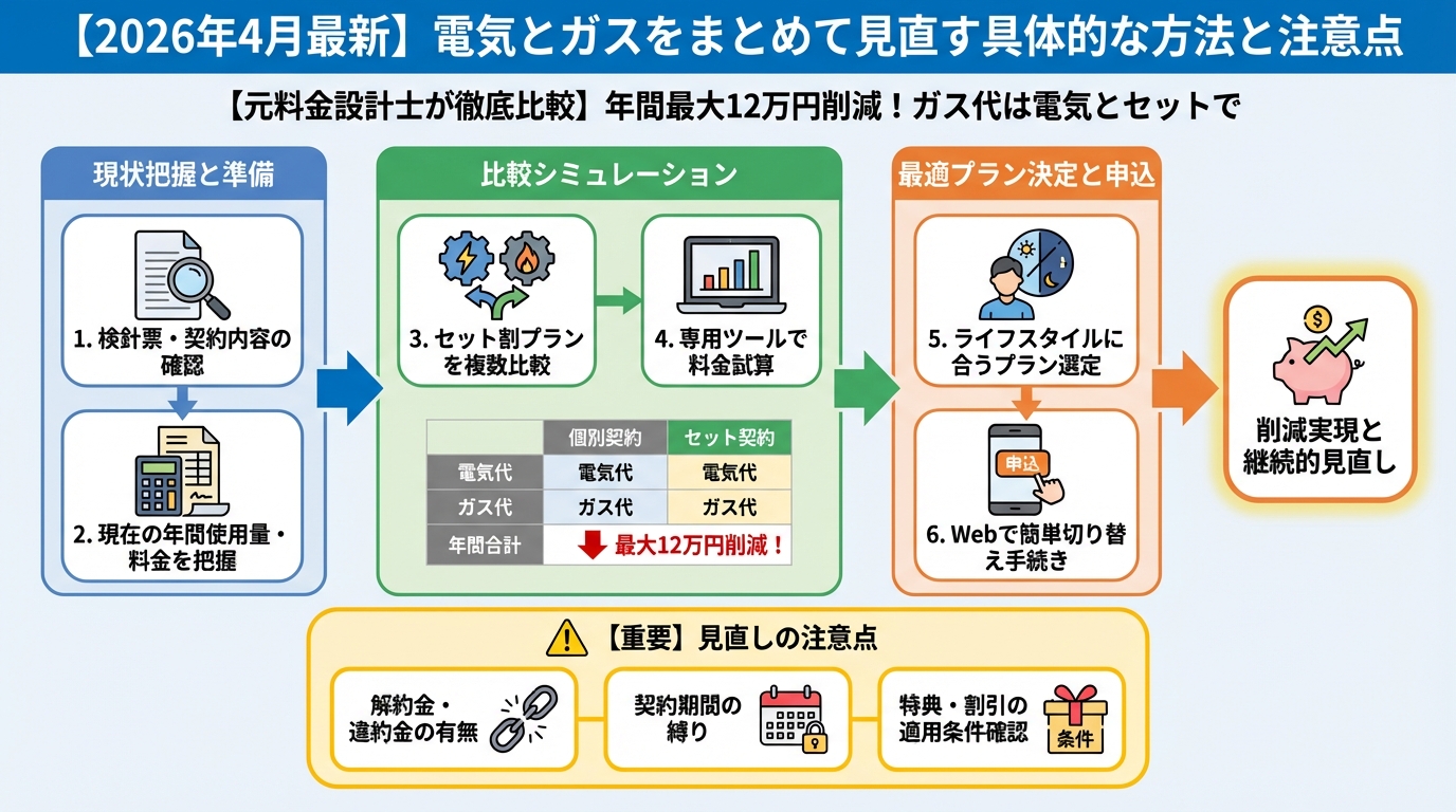 ガス比較 【2026年4月最新】電気とガスをまとめて見直す具体的な方法と注意点
