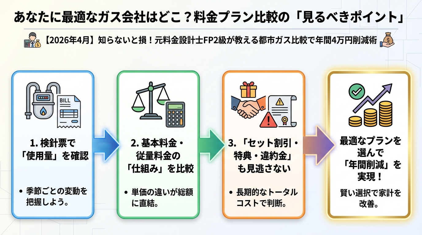 ガス比較 あなたに最適なガス会社はどこ？料金プラン比較の「見るべきポイント」