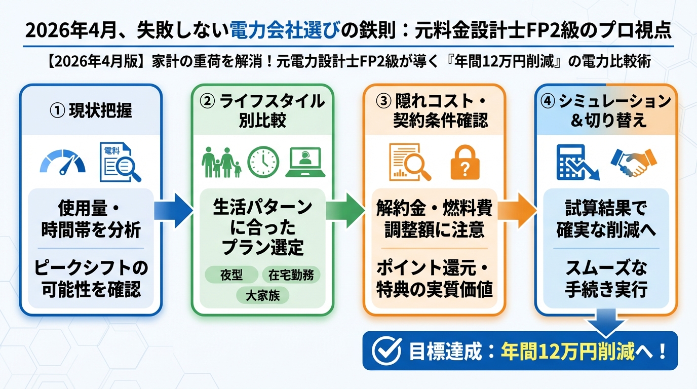 電力比較 2026年4月、失敗しない電力会社選びの鉄則:元料金設計士FP2級のプロ視点