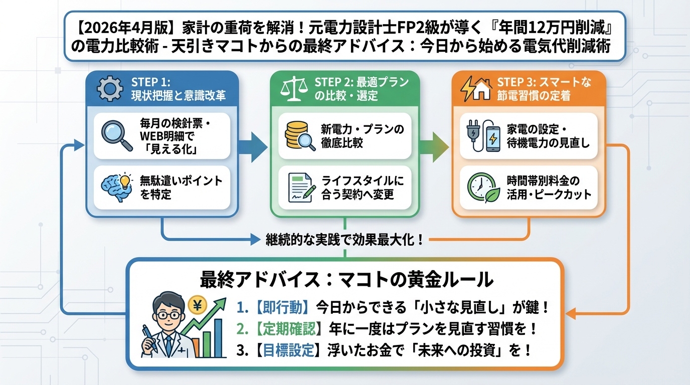 電力比較 灯沢ひかりからの最終アドバイス:今日から始める電気代削減術