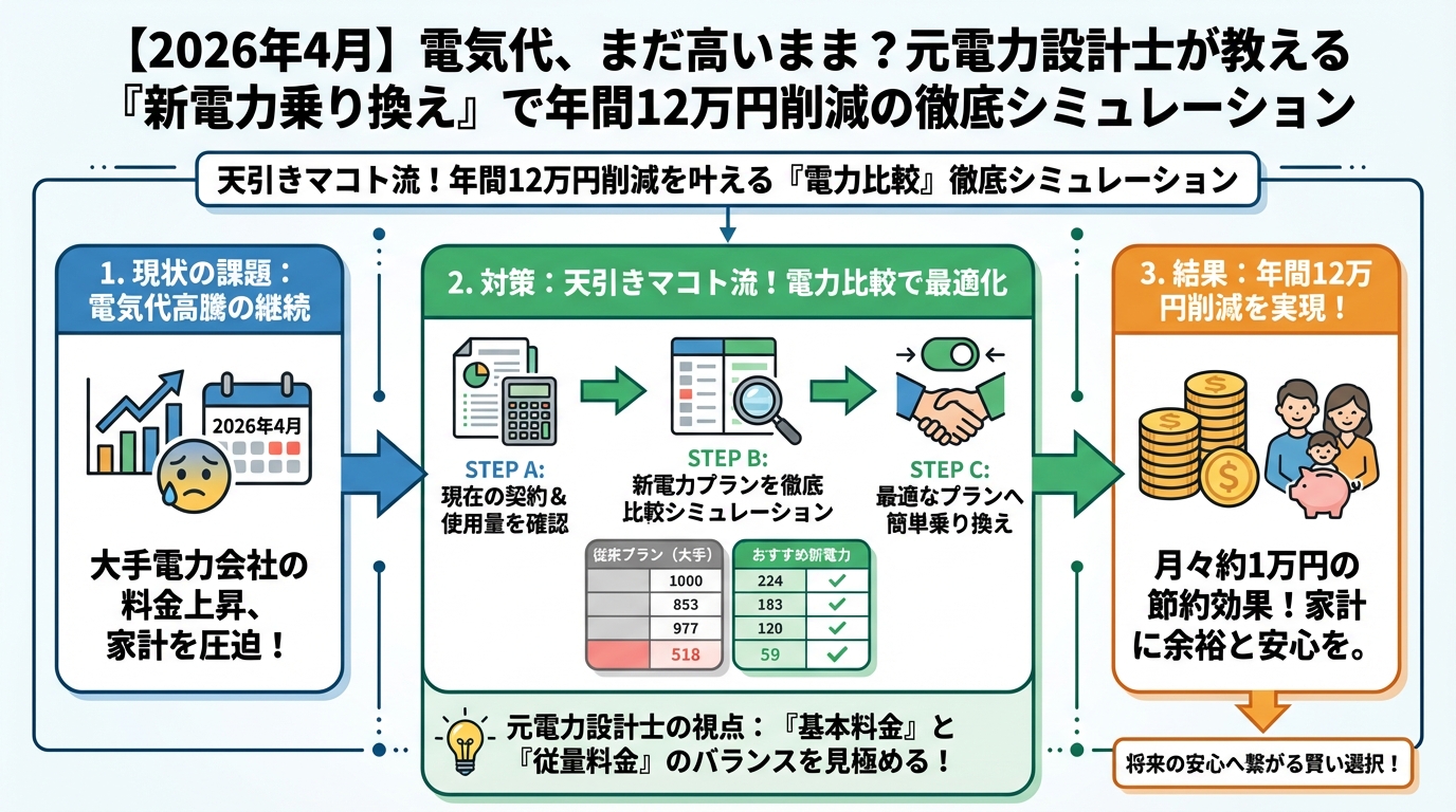 節約 灯沢ひかり流！年間12万円削減を叶える「電力比較」徹底シミュレーション