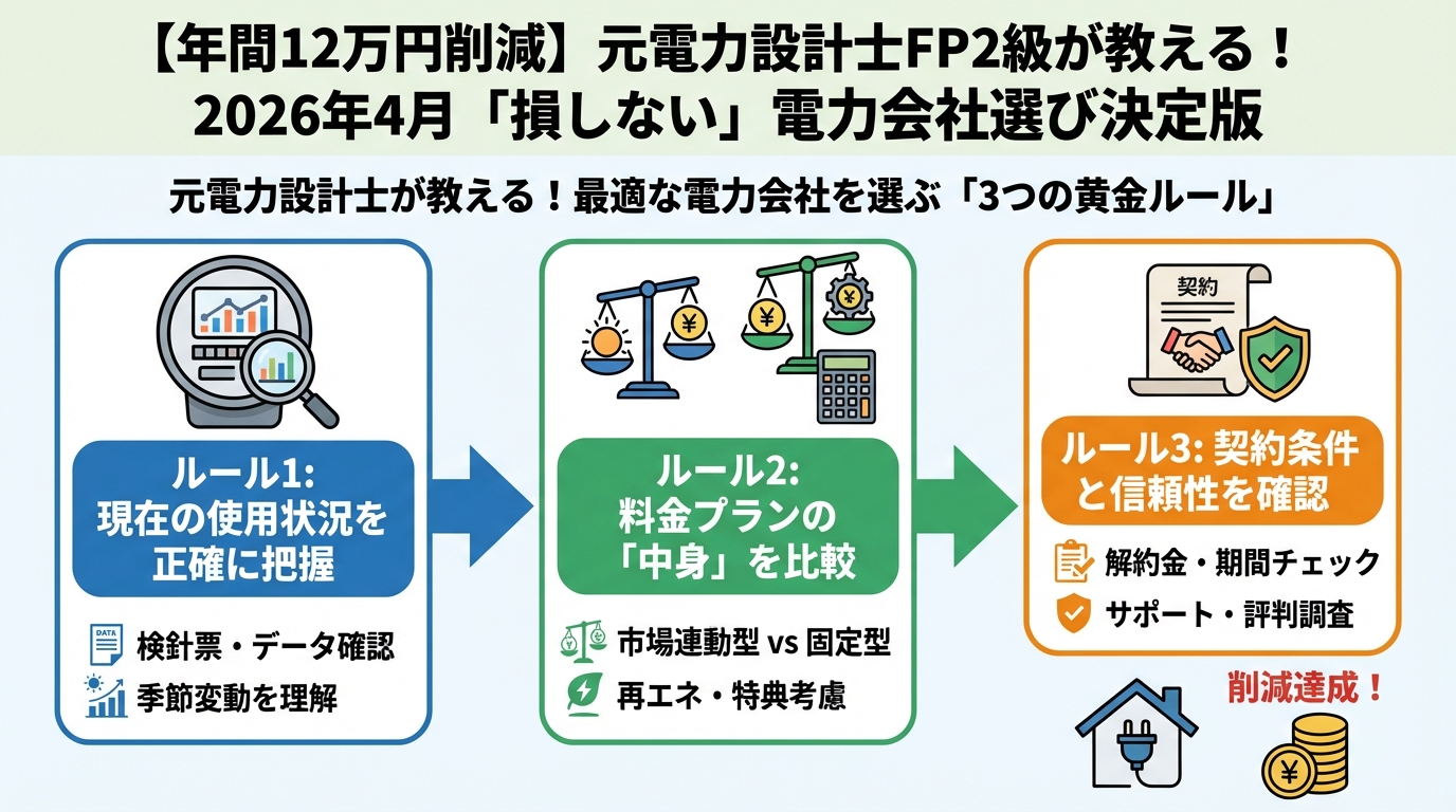 電力比較 元電力設計士が教える！最適な電力会社を選ぶ「3つの黄金ルール」