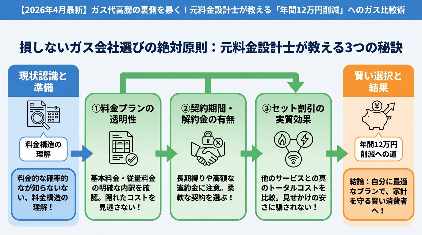 ガス比較 損しないガス会社選びの絶対原則:元料金設計士が教える3つの秘訣