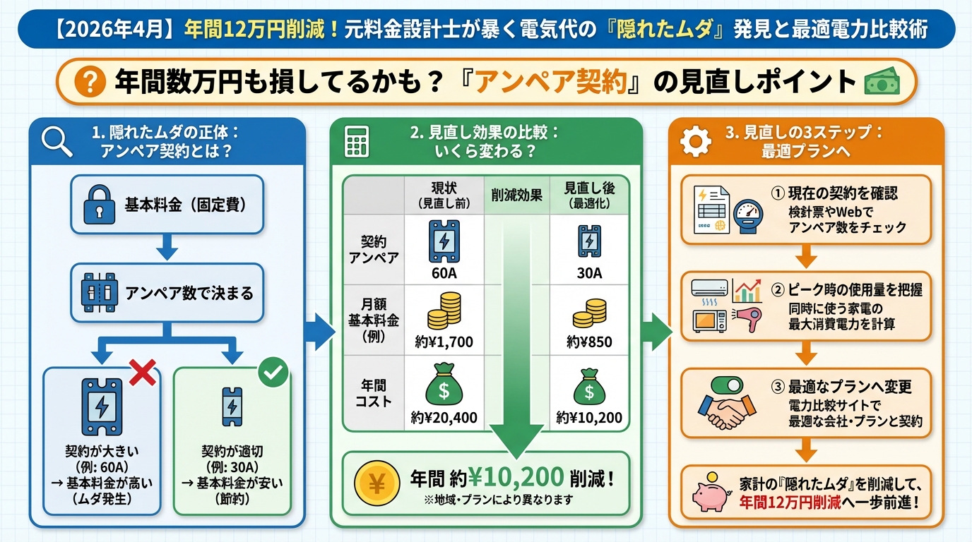 電力比較 年間数万円も損してるかも?「アンペア契約」の見直しポイント