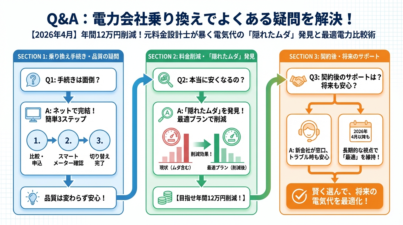 電力比較 Q&A:電力会社乗り換えでよくある疑問を解決!