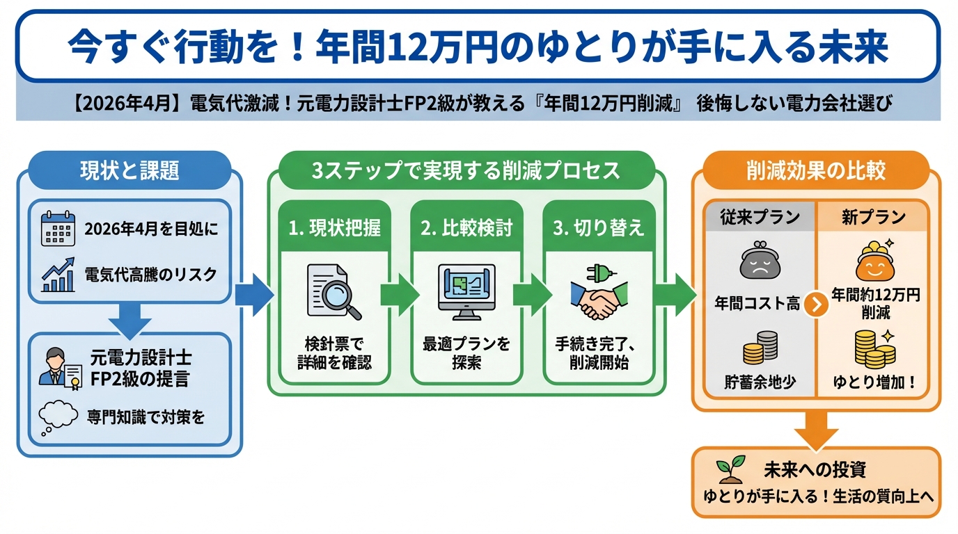 電力比較 今すぐ行動を！年間12万円のゆとりが手に入る未来