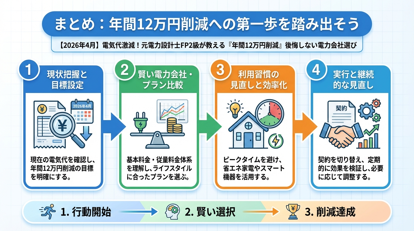 電力比較 まとめ：年間12万円削減への第一歩を踏み出そう