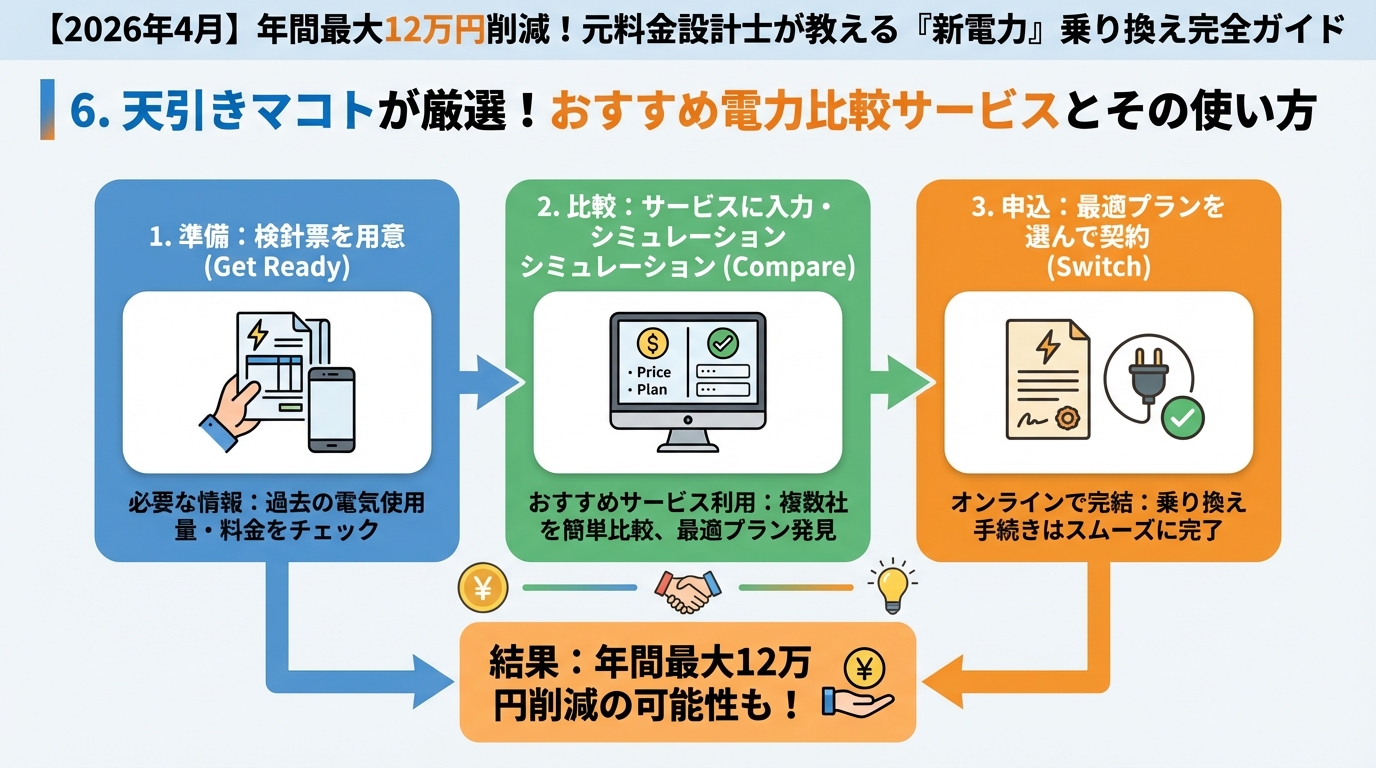 新電力 6. 灯沢ひかりが厳選！おすすめ電力比較サービスとその使い方