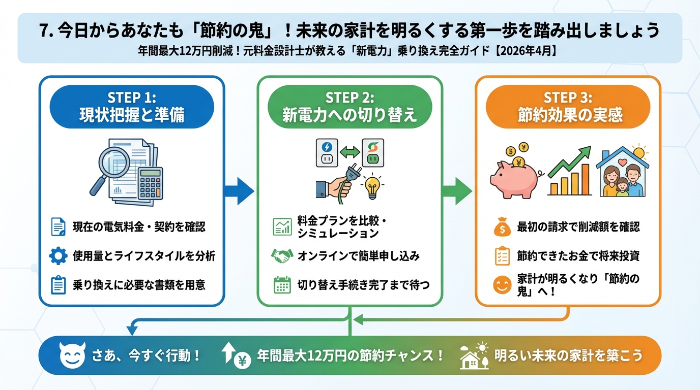 新電力 7. 今日からあなたも「節約の鬼」！未来の家計を明るくする第一歩を踏み出しましょう