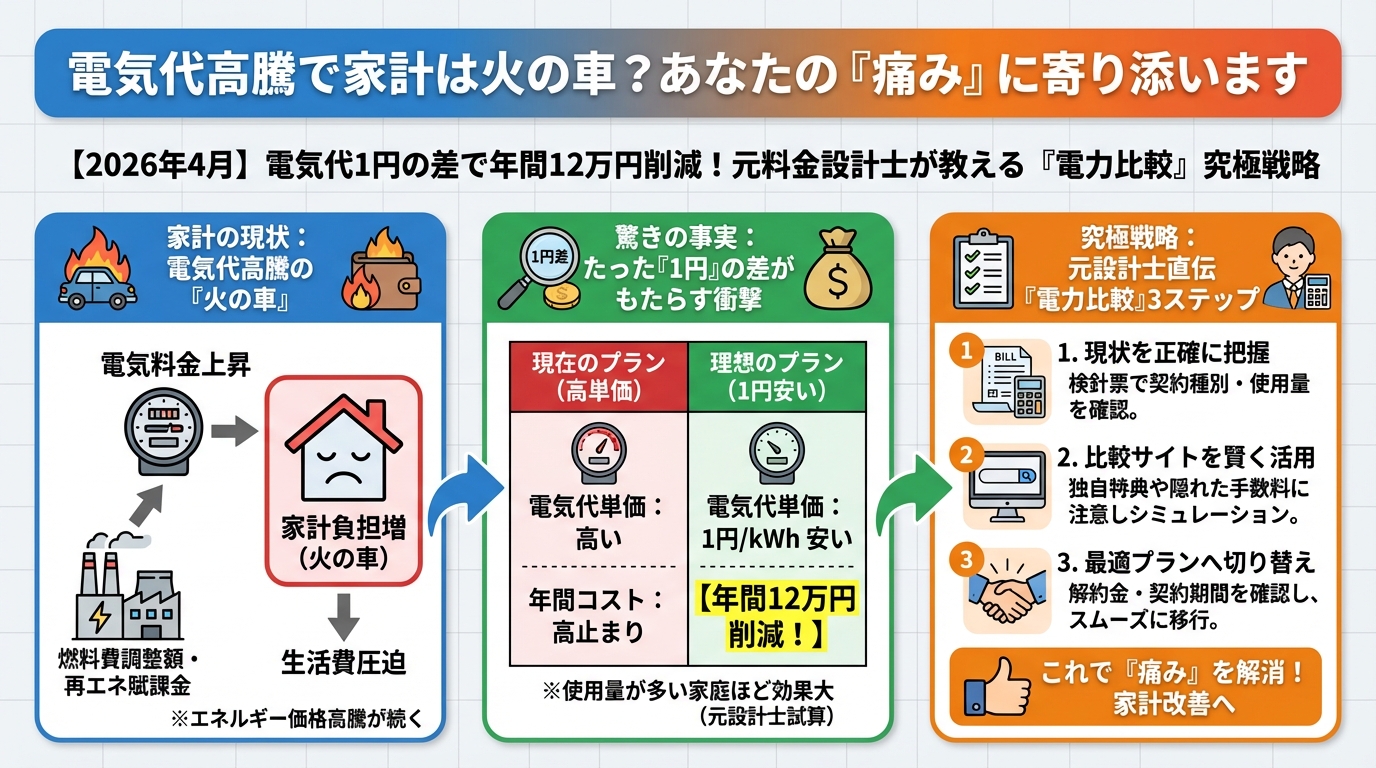 電力比較 電気代高騰で家計は火の車？あなたの「痛み」に寄り添います