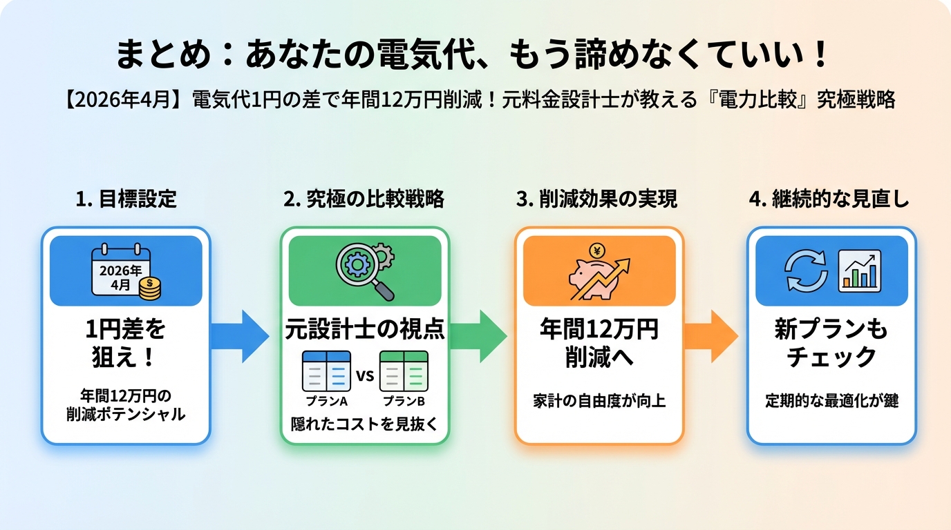 電力比較 まとめ：あなたの電気代、もう諦めなくていい！