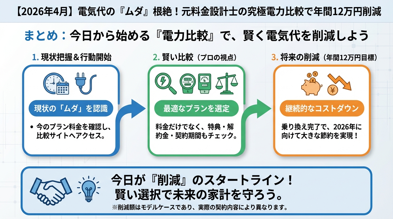電力比較 まとめ：今日から始める『電力比較』で、賢く電気代を削減しよう