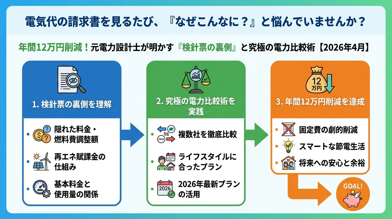 電力比較 電気代の請求書を見るたび、「なぜこんなに?」と悩んでいませんか?