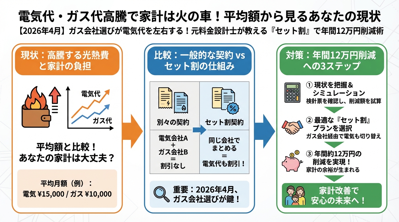 ガス比較 電気代・ガス代高騰で家計は火の車！平均額から見るあなたの現状