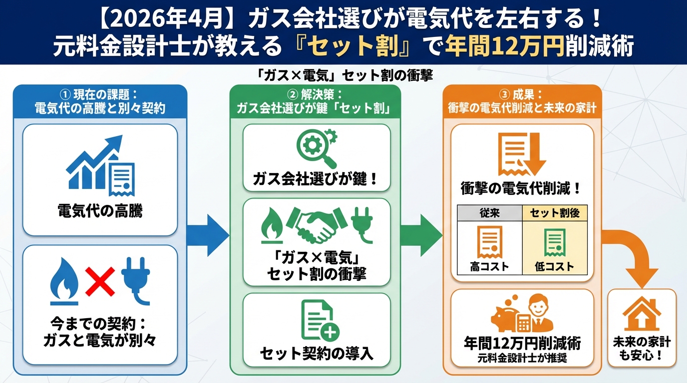 ガス比較 ガス会社選びが電気代削減の鍵？「ガス×電気」セット割の衝撃