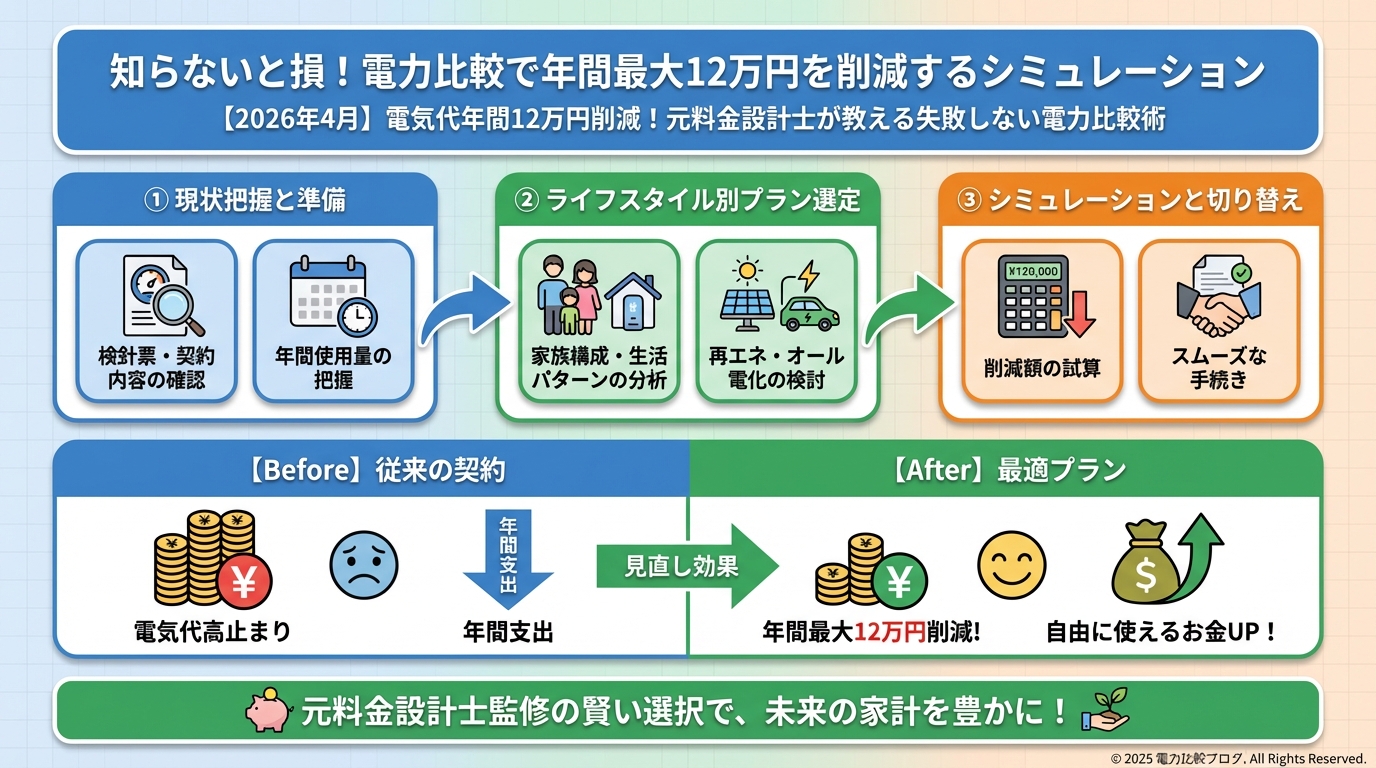 電力比較 知らないと損！電力比較で年間最大12万円を削減するシミュレーション