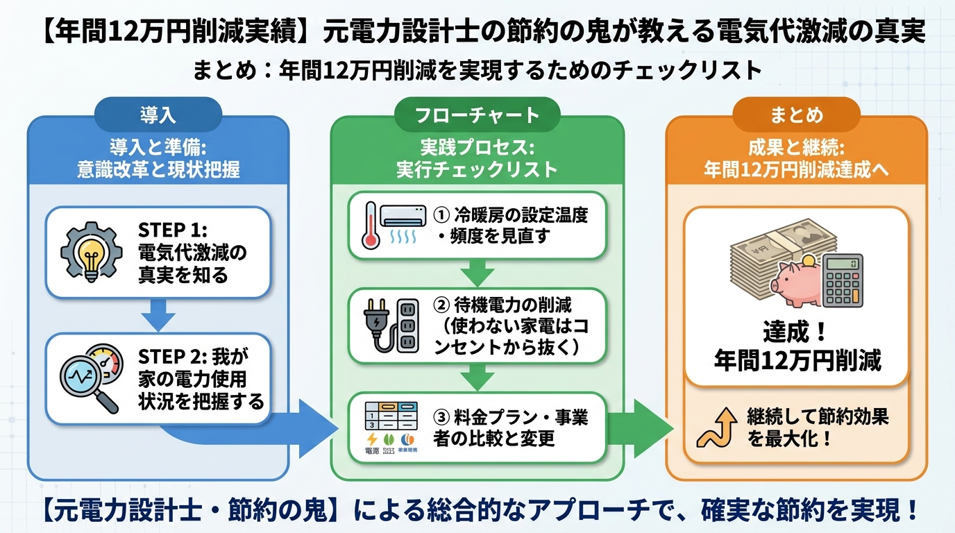 ガス比較 まとめ：年間12万円削減を実現するためのチェックリスト