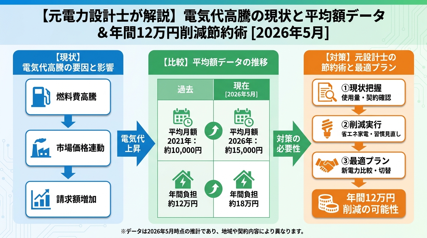 節約 電気代高騰の現状と平均額データ