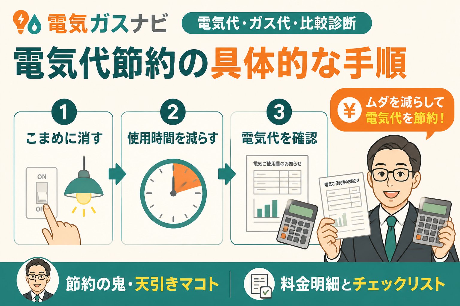 節約 電気代節約の具体的な手順