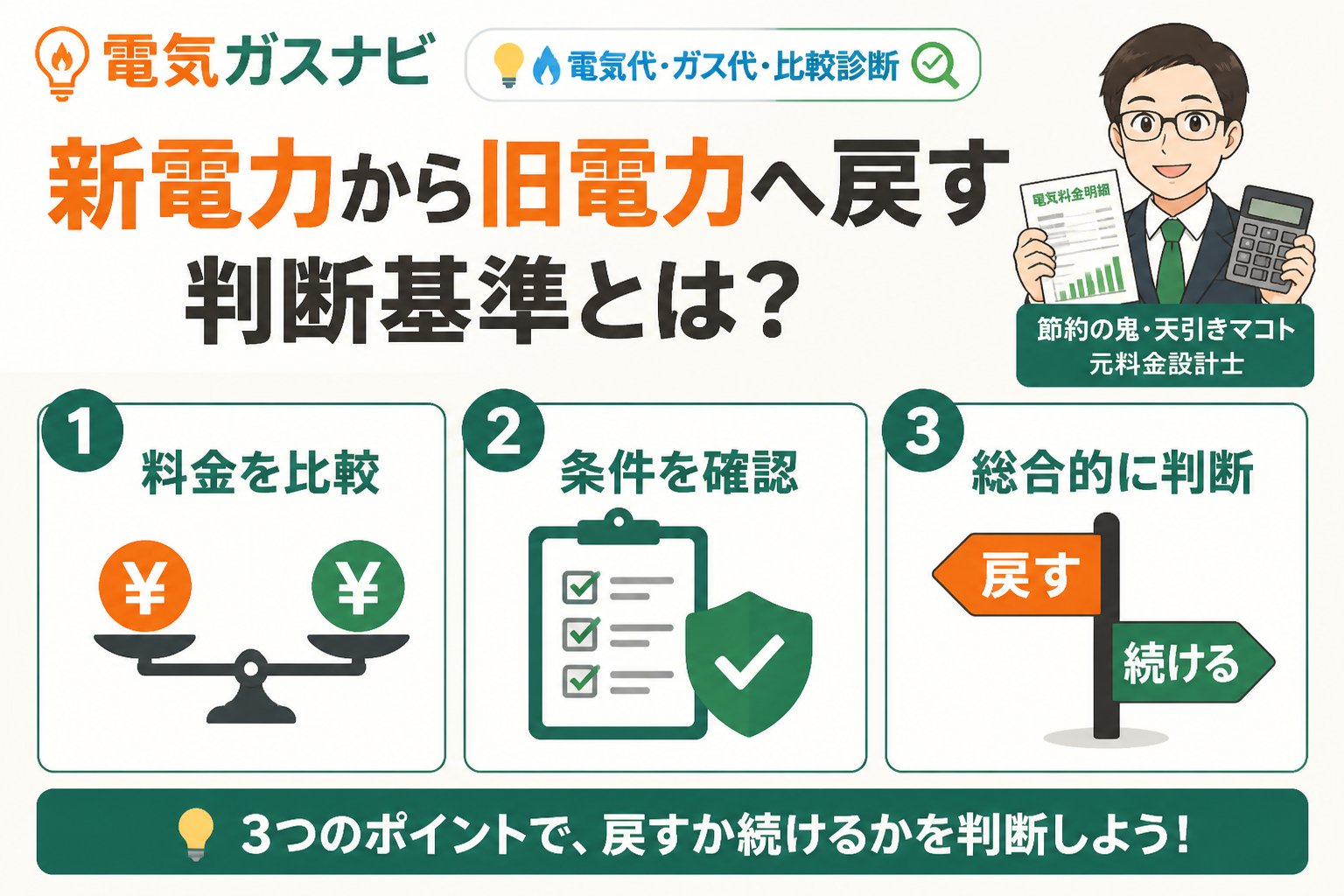 新電力 新電力から旧電力へ戻す判断基準とは？