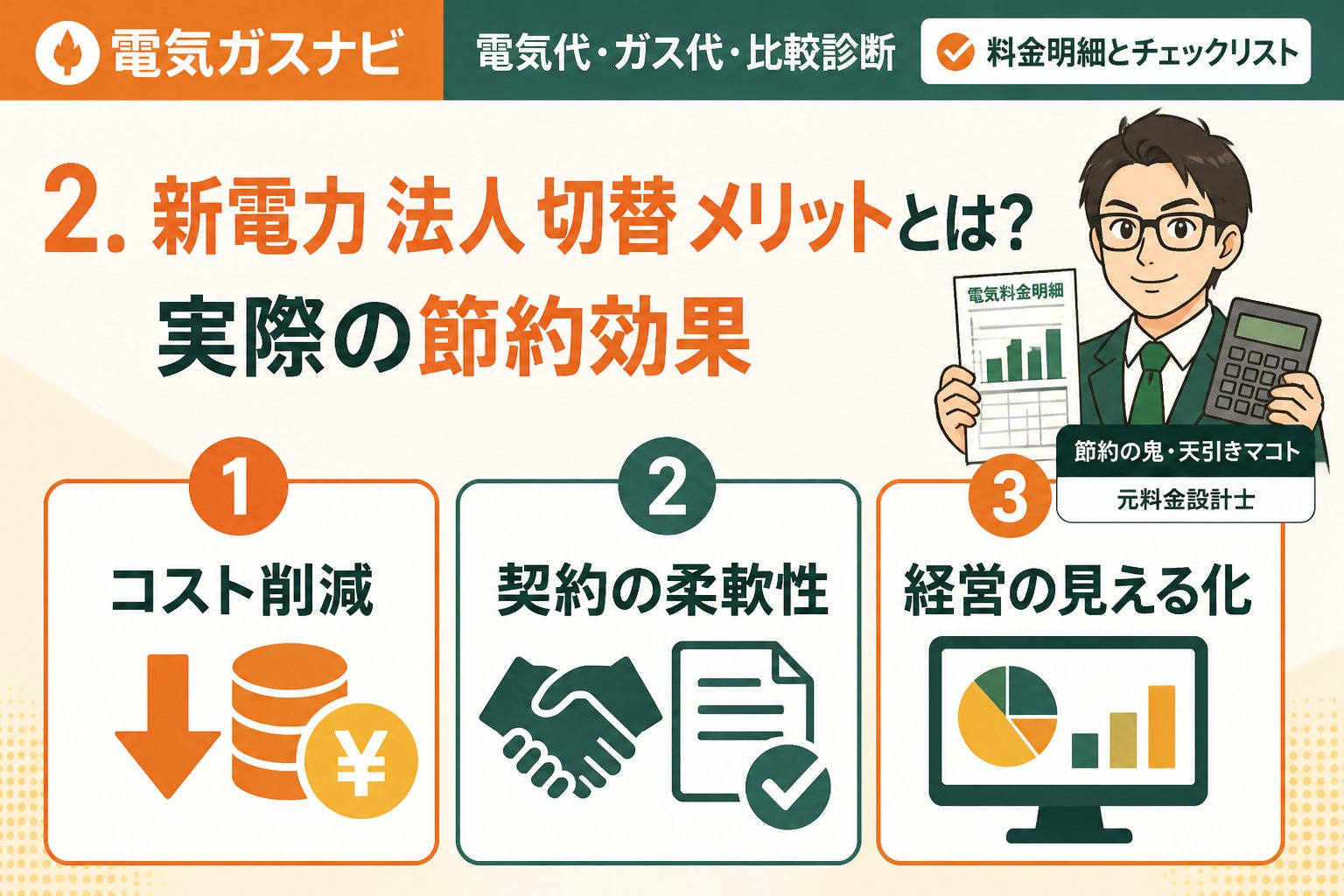 新電力 2. 新電力 法人 切替 メリットとは？実際の節約効果