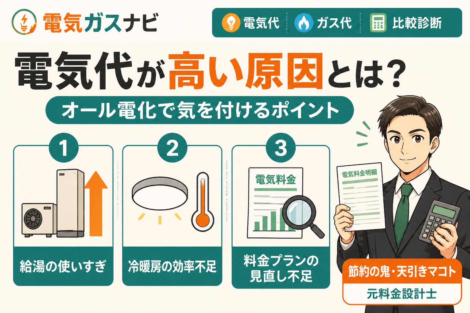 電力比較 電気代が高い原因とは？オール電化で気を付けるポイント