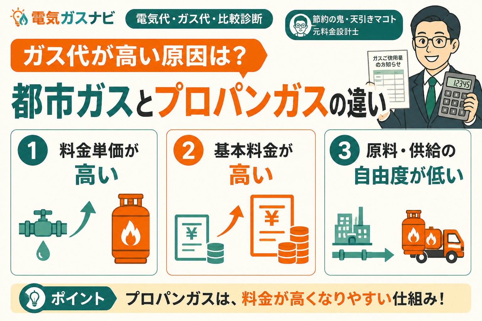 ガス比較 1. ガス代が高い原因は？都市ガスとプロパンガスの違い