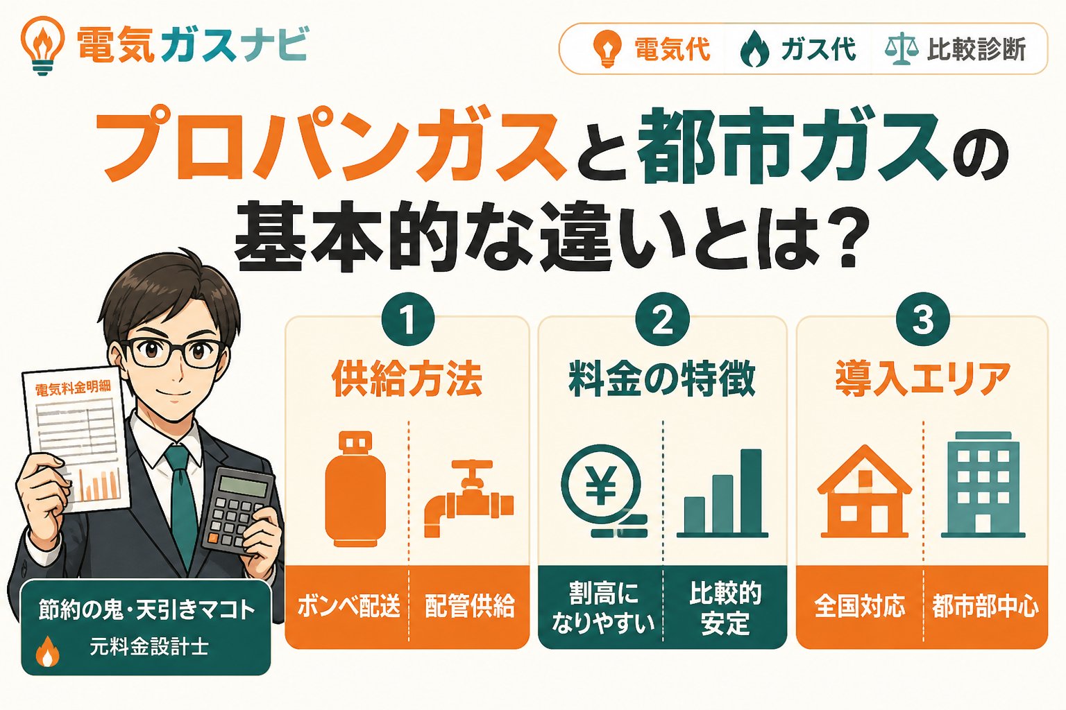 ガス比較 プロパンガスと都市ガスの基本的な違いとは？